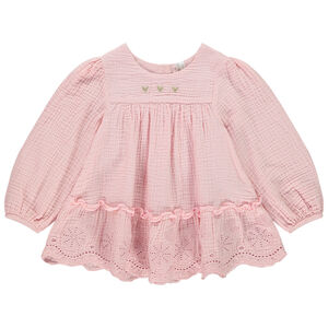 Tunique manches longues en tetra brodé pour bébé fille 