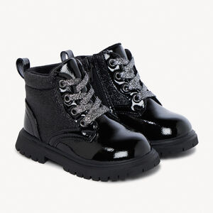 Bottines vernies et pailletées à zip pour bébé fille 