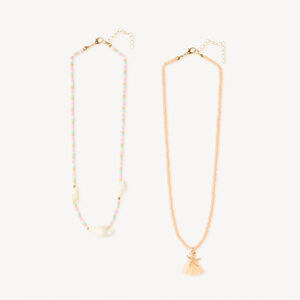 Lot de 2 colliers en perles avec coquillage pour fille 