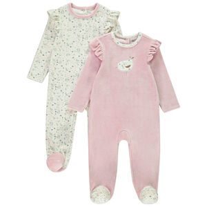 Lot de 2 dors-bien en velours oiseau pour bébé fille avec ouvertures différentes selon l'âge 