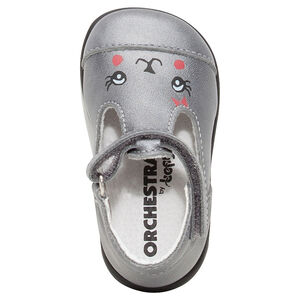 Salomés grises en cuir avec print fantaisie 