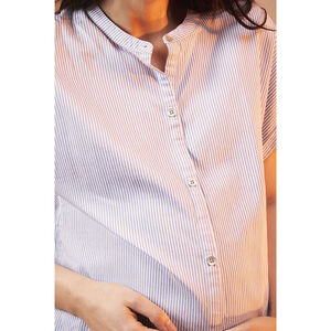 Chemise de grossesse manches courtes à rayures en voile 