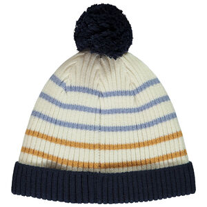 Bonnet à pompon en tricot rayé doublé pour bébé garçon 