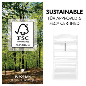 Chaise haute Alpha+ évolutieve bois de hêtre européen certifiées FSC® Blanc  