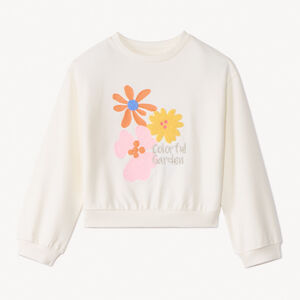 Sweat molleton oversize à fleurs brodées pour fille 