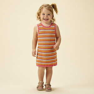 Robe sans manches en crochet rayé pour bébé fille 