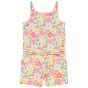 Combishort en jersey slub imprimé fleurs pour fille 