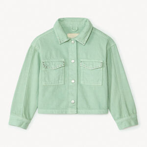 Veste en jean unie avec clous fantaisie pour fille 