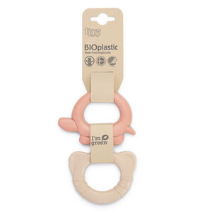 Anneaux de dentition 2 pièces Tiny Bio – Corail/Beige 