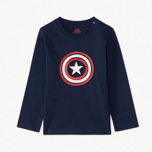 T-shirt manches longues print Captain America Marvel pour bébé garçon 
