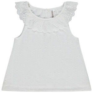 Débardeur plumetis à collerette en broderie anglaise pour bébé fille 