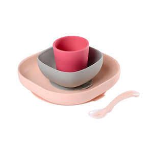 Set de 4 pièces - vaisselle en silicone  – Rose 