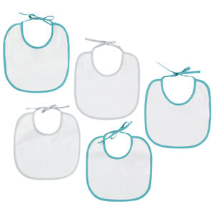 Lot de 5 bavoirs courts en éponge finition biais contrasté 