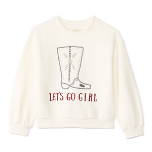 Sweat molleton oversize motif santiag pour fille 