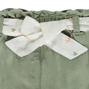 Short en toile avec ceinture à nouer pour bébé fille 