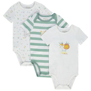 Lot de 3 bodies manches courtes en jersey print safari pour bébé garçon 