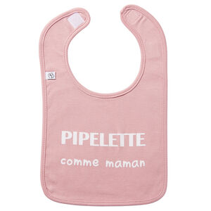 Bavoir - "Pipelette comme maman" - Rose thé 