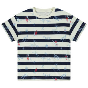 T-shirt manches courtes rayé avec imprimé fantaisie pour garçon 