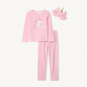 Set pyjama 3 pièces en velours avec cache-œil pour fille  