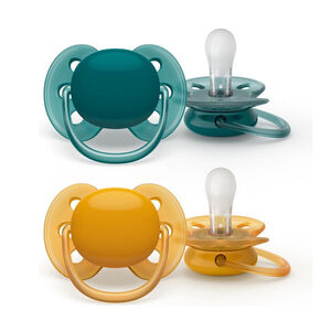Sucette Silicone Ultra Soft +6m - Jaune/Vert - 2 pièces 