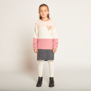 Robe en tricot effet colorblock pelucheux pour fille  