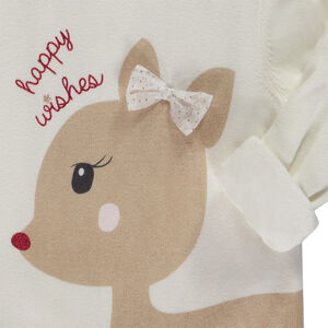 Pull en tricot doublé velours motif biche pour bébé fille 