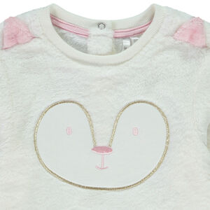 Sweat en sherpa avec broderie et oreilles ludiques pour bébé fille 