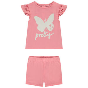 Set pyjama court 2 pièces print papillon pour bébé fille 