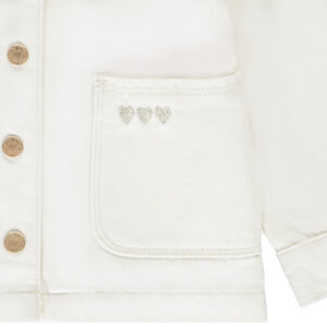 Veste en jean type worker à cœurs brodés pour bébé fille 