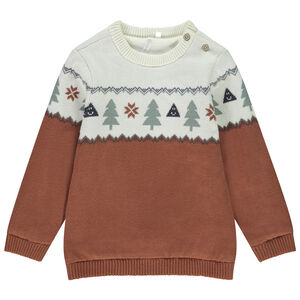 Pull en tricot jacquard doublé velours pour bébé garçon 