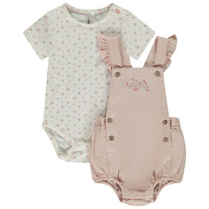 Ensemble 2 pièces avec barboteuse brodée pour bébé fille 
