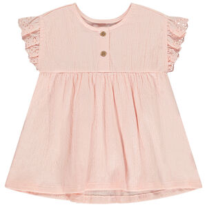 Tunique manches courtes brodées effet froissé pour bébé fille 