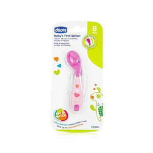 Cuillère coudée 8 mois + - Rose 