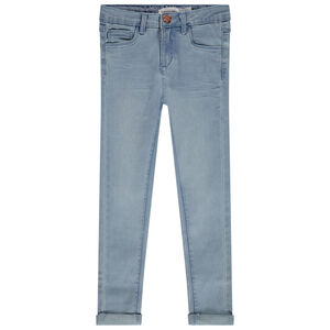 Jean skinny effet délavé avec jacron en simili cuir pour fille 