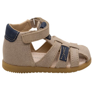 Sandales en cuir montants à empiècements contrastés 