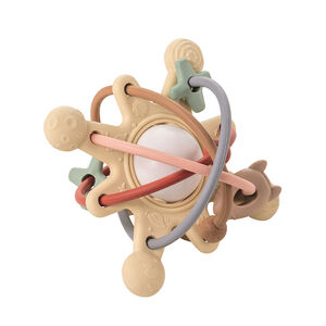 Anneau de dentition en silicone avec hochet Galaxy beige 