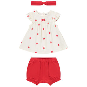 Ensemble 3 pièces avec tunique imprimé fleurs pour bébé fille 