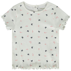 T-shirt manches courtes côtelé et imprimé papillon pour bébé fille 