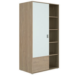 Armoire 1 porte Emma - chêne blond et blanc 