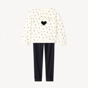 Ensemble jogging molleton avec sweat fleuri pour fille 