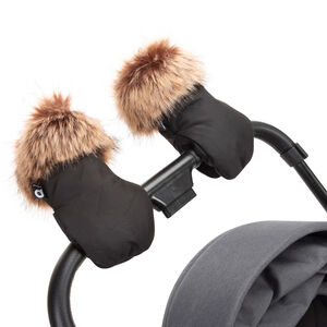 Paire de moufles universelles Simone effet fourrure pour poussette 