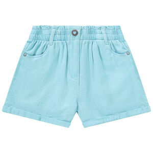 Short taille haute uni en coton fantaisie pour fille 