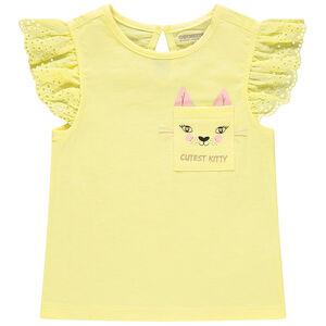 T-shirt à manches courtes volantées et poche imprimée 