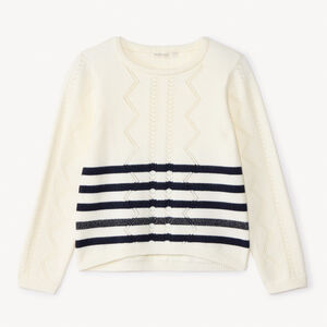 Pull manches longues en tricot style marinière pour fille  