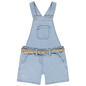 Salopette courte en jean avec ceinture ajourée pour fille 