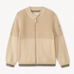Gilet zippé en tricot fantaisie uni pour garçon 