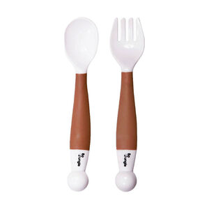 Cuillère et fourchette orientables Terracotta 