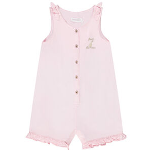 Combinaison courte unie avec broderie pour bébé fille 