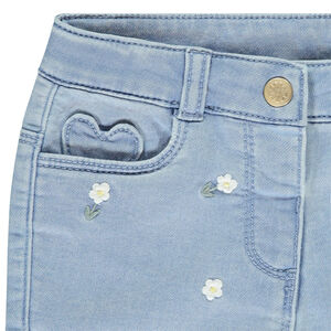 Short effet denim avec broderie fantaisie pour bébé fille  