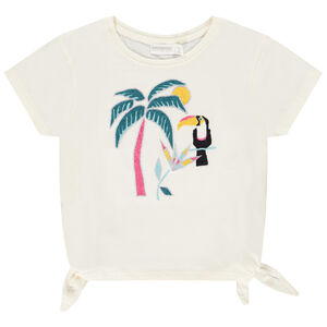 T-shirt manches courtes avec broderie toucan et nouettes pour fille 